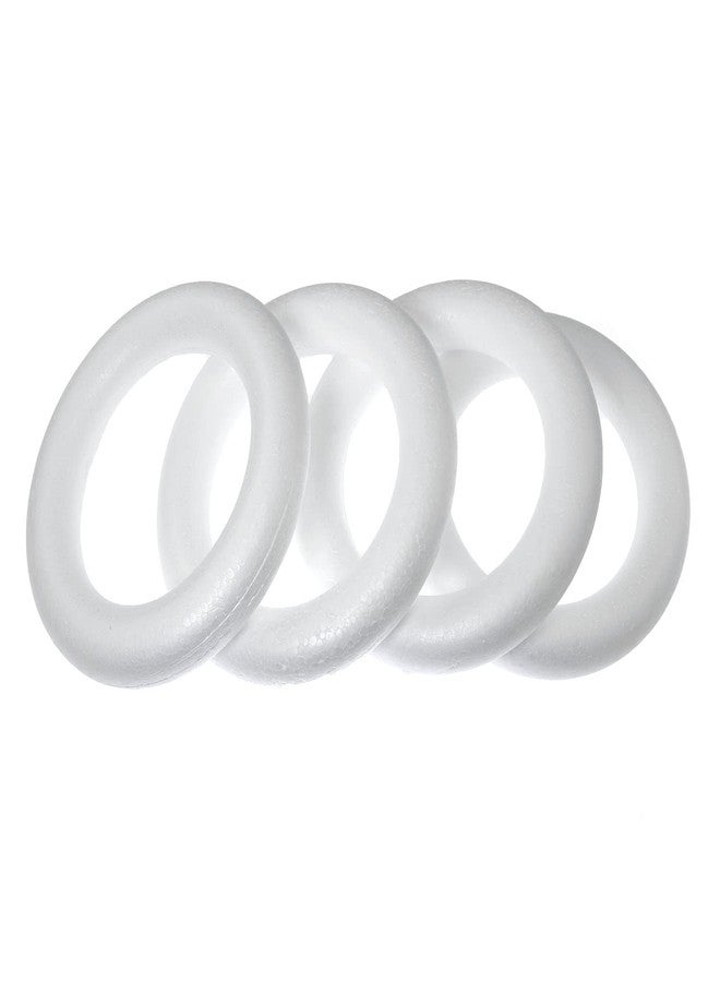 RLECS 4pcs 6.7 Inch Foam Wreath Forms for Crafts White Circles for Christmas Decorations Wreath Shaped Foam Ring - Image 1